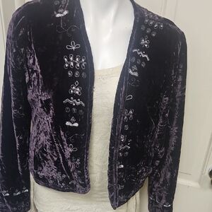 Embroidered Velvet Balero  style. Jacket - Purple Beautiful